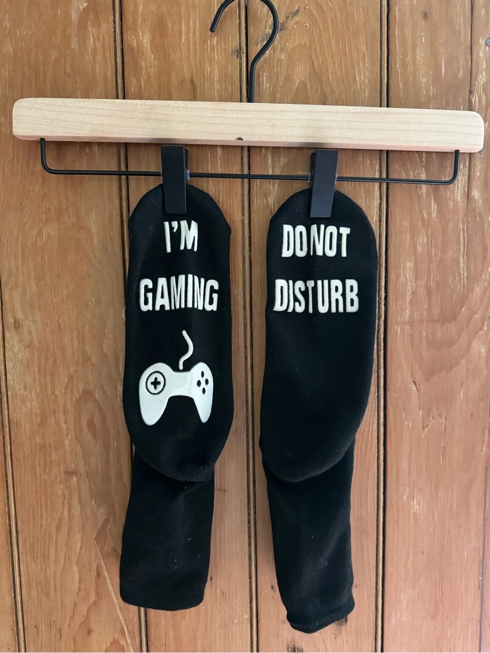 Men’s, Teens, Boys Black Cozy Socks I'm Gaming Do Not Disturb Print in White